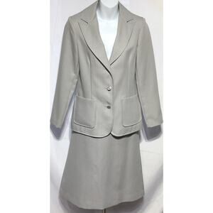 Vintage 70s Douglas Marc 2pc Skirt Suit M gray Stripe midi ILGWU Office Business